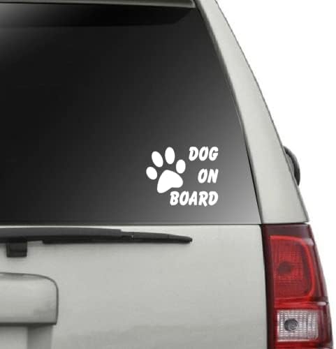 כלב על סיפון מדבקת מדבקות ויניל | מכוניות משאיות טנדרים קירות כוסות מחשבים ניידים | לבן | 6 x 5 אינץ